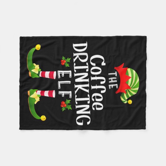 Couverture Polaire Coffee Drinking Christmas Elf Matching Pajama X-ma (Devant (Horizontal))