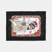 Couverture Polaire Coffee Is My Valentine Skeleton Messy Leopard Bun  (Devant (Horizontal))