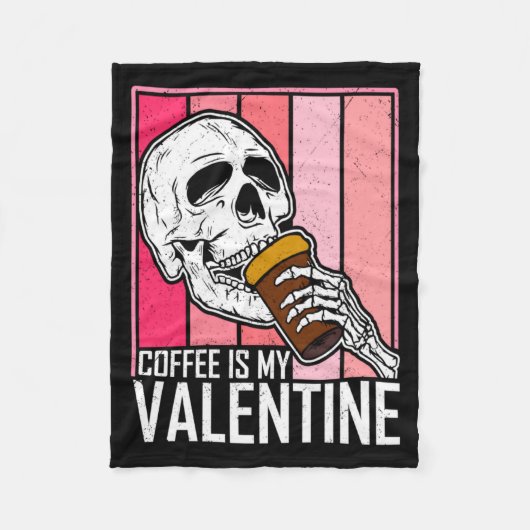Couverture Polaire Coffee Is My Valentine Skeleton Skull Valentines D (Devant)