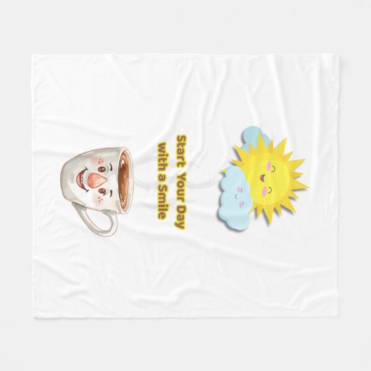 Couverture Polaire Coffee Time – Cute Smiling Cup (Devant (Horizontal))