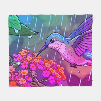 Couverture Polaire Colibri buvant le nectar des fleurs de lantana i
