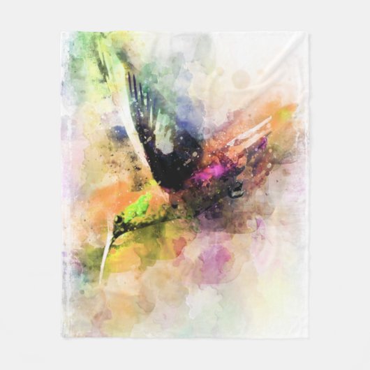 Couverture Polaire Colibri d'aquarelle (Devant)