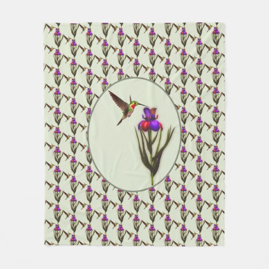 Couverture Polaire Colibri Et Fleur Iris (Devant)