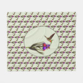 Couverture Polaire Colibri Et Fleur Iris (Devant (Horizontal))