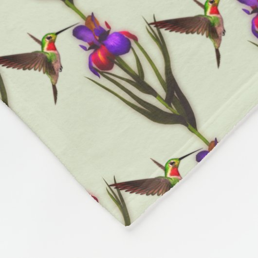 Couverture Polaire Colibri Et Fleur Iris (Coin)
