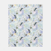 Couverture Polaire Colibri et fleurs blanches (Devant)
