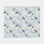 Couverture Polaire Colibri et fleurs blanches (Devant (Horizontal))