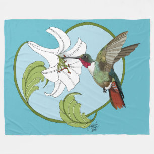 Couverture Polaire Colibri Lily Bleu Art Nouveau