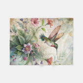 Couverture Polaire Colibri mignon sur les fleurs (Devant (Horizontal))