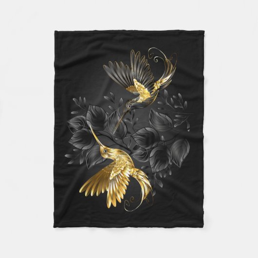 Couverture Polaire Colibri noir et or (Devant)