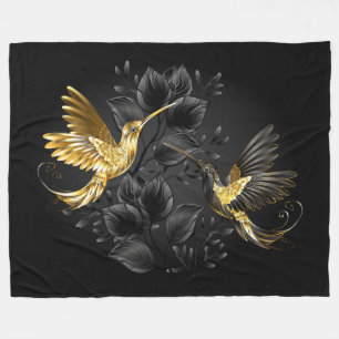Couverture Polaire Colibri noir et or