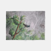Couverture Polaire Colibri perché sur une branche de feuilles (Devant (Horizontal))