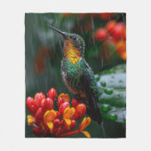 Couverture Polaire Colibri perché sur une fleur vive (Devant)