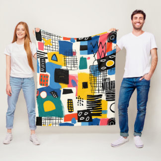Couverture Polaire Collage Abstrait