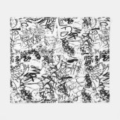 Couverture Polaire Collage Abstrait de graffiti noir et blanc (Devant (Horizontal))