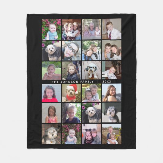 Couverture Polaire Collage de 24 Modèles photo avec texte personnalis (Devant)