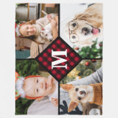 Couverture Polaire Collage de 4 photos personnalisées Monogramme roug (Devant)