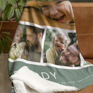 Couverture Polaire Collage de bande de photo de papa moderne vert