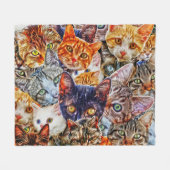 Couverture Polaire Collage de chats colorés (Devant (Horizontal))