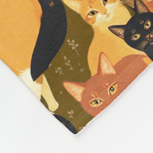 Couverture Polaire Collage de chats en Brown, Tan et Rust (Coin)