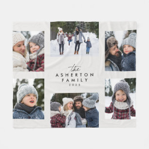 Couverture Polaire Collage de famille 6 photo simple moderne blanc ca