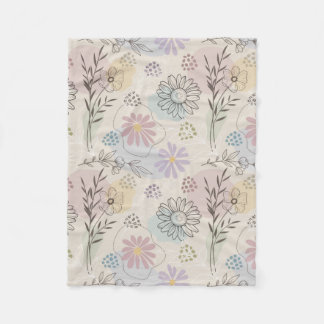 Couverture Polaire Collage de fleurs sauvages pastel – Géométrique fl