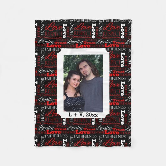 Couverture Polaire Collage de mot de Saint-Valentin de photo (Devant)