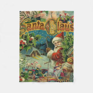 Couverture Polaire Collage de Noël victorien du Père Noël Antique