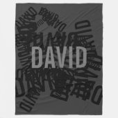 Couverture Polaire collage de nom cool moderne en noir et gris (Devant)