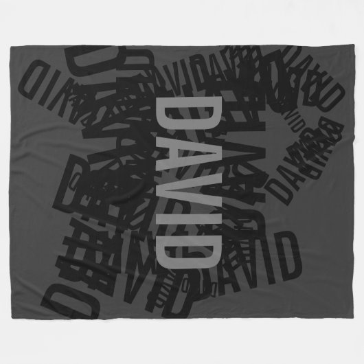 Couverture Polaire collage de nom cool moderne en noir et gris (Devant (Horizontal))