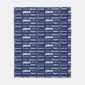 Couverture Polaire Collage de nom personnalisé bleu marine chic (Devant)