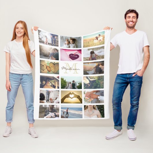 Couverture Polaire Collage de photo monogramed par coutume (En situation)