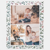 Couverture Polaire Collage de photos botaniques de vacances chic roug (Devant)