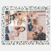 Couverture Polaire Collage de photos botaniques de vacances chic roug (Devant (Horizontal))