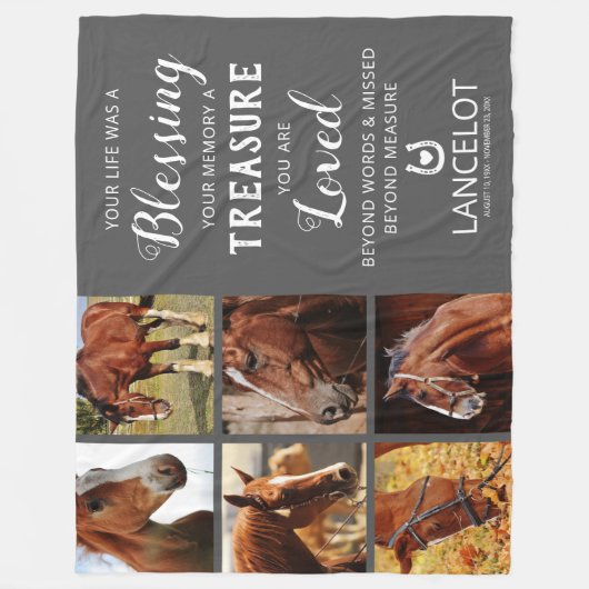 Couverture Polaire Collage de photos commémoratives du cheval (Devant)