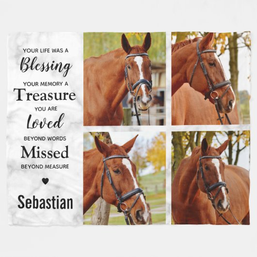 Couverture Polaire Collage de photos commémoratives du cheval (Devant (Horizontal))