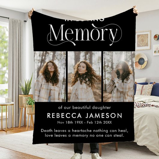 Couverture Polaire Collage de photos commémoratives 'En mémoire d'amo