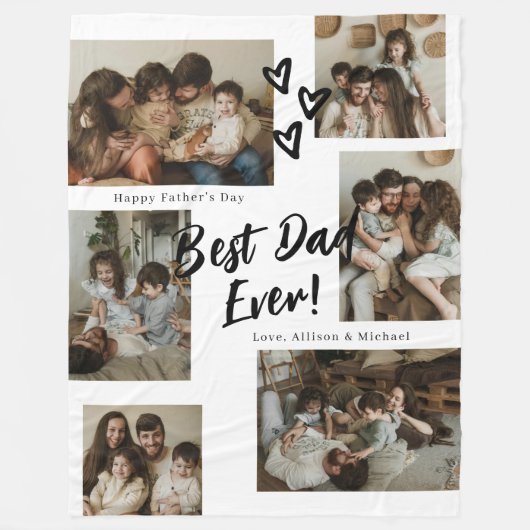 Couverture Polaire Collage de photos Dad Script Typography 6 (Devant)
