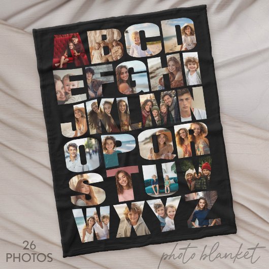 Couverture Polaire Collage de photos d'alphabet - Niveau Difficile