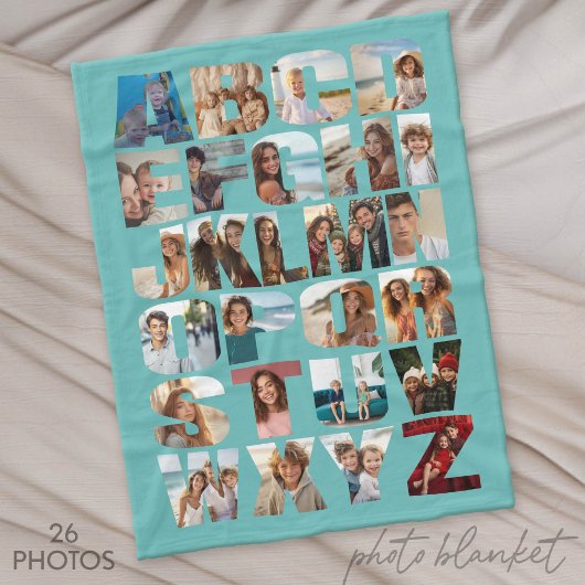 Couverture Polaire Collage de photos d'alphabet - Niveau Difficile