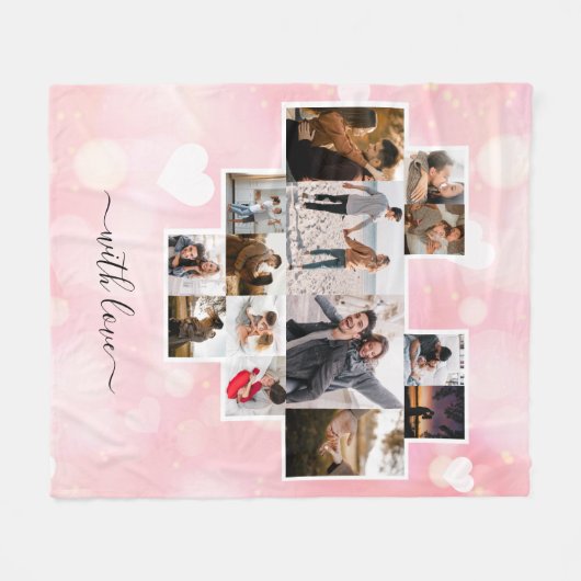 Couverture Polaire Collage de photos d'amour (Devant (Horizontal))