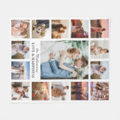 Couverture Polaire Collage de photos de famille 15 images + nom blanc (Devant (Horizontal))