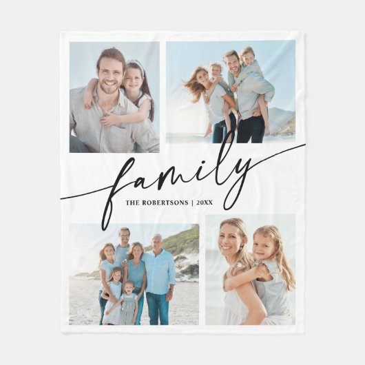 Couverture Polaire Collage de photos de famille en script moderne (Devant)