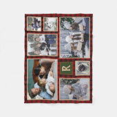 Couverture Polaire Collage de photos de famille Monogrammé Rouge Buff (Devant)