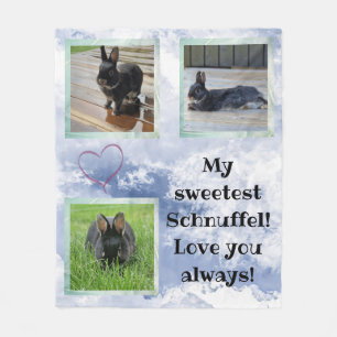 Couverture Polaire Collage de photos de lapin mignon - nuages