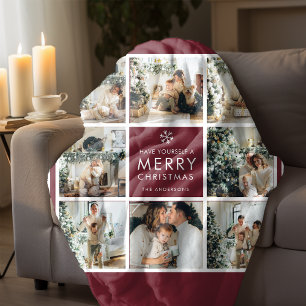 Couverture Polaire Collage de photos de Noël personnalisé 
