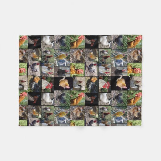 Couverture Polaire Collage De Photos De Poulets Et De Coqs, (Devant (Horizontal))