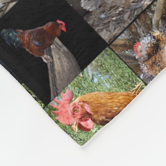 Couverture Polaire Collage De Photos De Poulets Et De Coqs, (Coin)