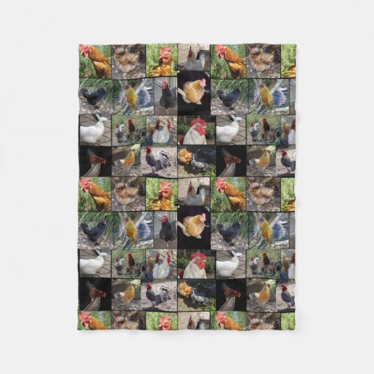 Couverture Polaire Collage De Photos De Poulets Et De Coqs, (Devant)