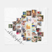 Couverture Polaire Collage de photos du coeur avec nom de script blan (Devant (Horizontal))